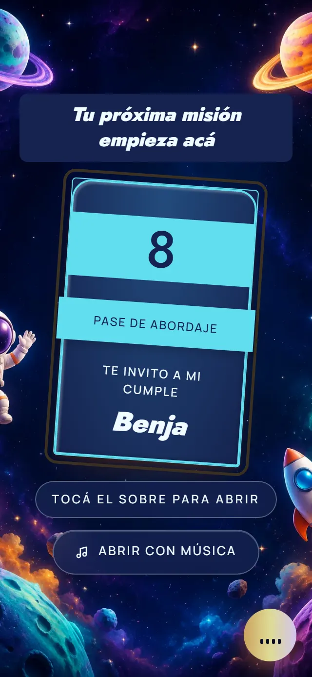 Portada de la invitación de muestra, estilo Espacio