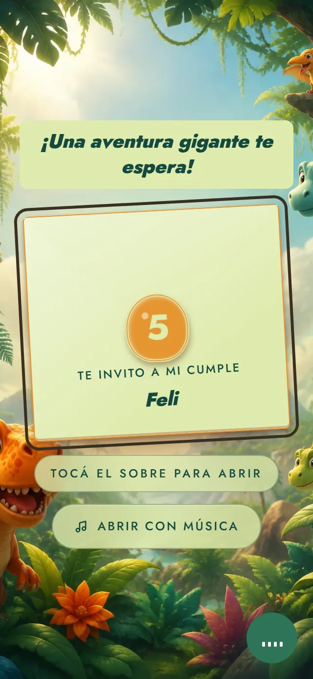 Portada de la invitación de muestra, estilo Dinos