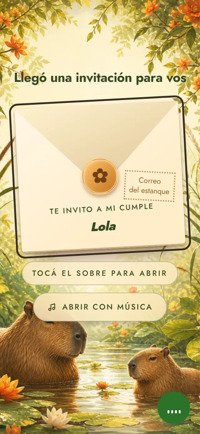 Portada de la invitación de muestra, estilo Capibara