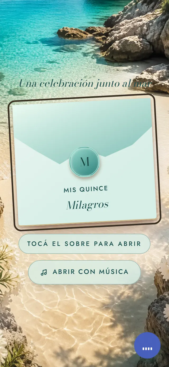 Portada de la invitación de muestra, estilo Agua Clara