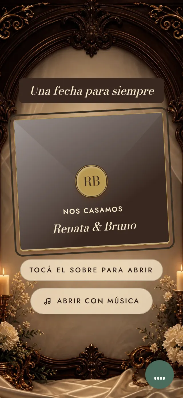 Portada de la invitación de muestra, estilo Clásico Sobrio