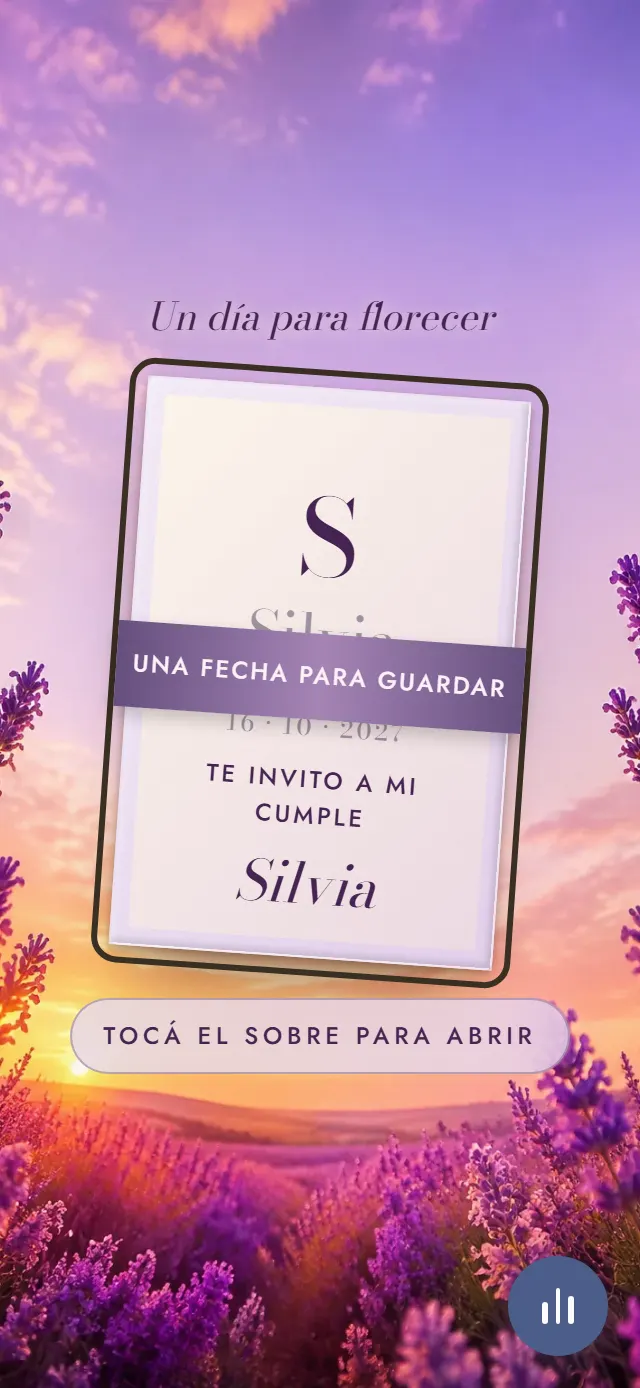 Portada de la invitación de muestra, estilo Lavanda Suave